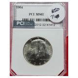 Graded 1964 Kennedy Silver Half Dollar MS67