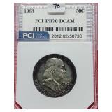 Graded 1963 Franklin Silver Half Dollar PR70 DCAM
