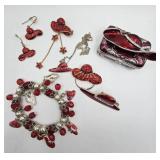Lot of Red Hat Society Jewelry