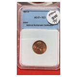 Graded 1957-D Lincoln Cent MS67+ Red