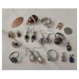 Costume Jewelry Earrings, Rings, Pendants