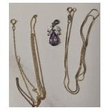 Purple Jeweltone Pendant & Chains 925