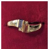 Engraved 925 Gold Tone w Birthstones Ring