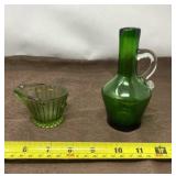Green Glass Toothpick Holder & Vase