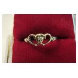 Double Heart Ring  10kt  Size 7