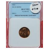 Graded 1972 Dbl Die Obverse MS67 Red