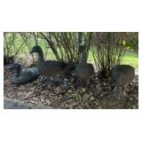 Four Geese & Three Baby Geese Outdoor Decor