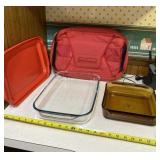 Pyrex Dish With Warming Case & Anchor Hocking Dish