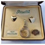 Gold Filled 14kt Earrings & Pendant, Pin