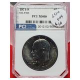 Graded1971-S Eisenhower Silver Dollar MS68