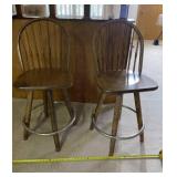 Two Swivel Bar Stools With Foot Rails
