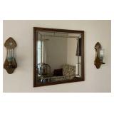 Hanging Mirror & Two Candle Sconces
