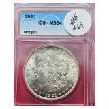 Graded 1921 Morgan Silver Dollar MS64