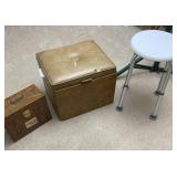 Leather Bench With Sewing Supplies, Shower Bench