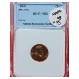 Graded 1960-D Lincoln Cent MS67 Red