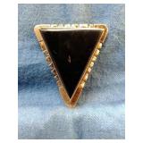 STERLING SILVER-BLACK ONYX MEXICO PIN 12.4GRAMS