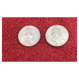 2 SILVER FRANKLIN HALF DOLLARS