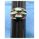 Sz.6 STERLING SILVER&TURQUOISE RING 2.4GRAMS