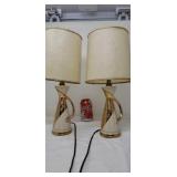1950 vanity lamps will fiber glass shades