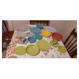 Fiesta ware dishes some have chips.