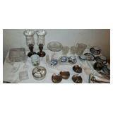 Pewter fork and spoon candleholders hammered