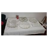 Pressed glass platters bowls.