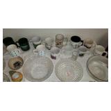 Coffee mugs  egg plate  glass ware.