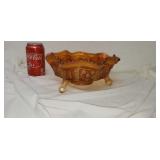 Carnival footed bowl with lion seen.