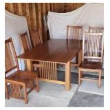 Large mission style harvest table with high back