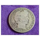 1907-O Barber Silver Half Dollar