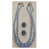 Laguna Blue Glass Bead ed Necklace, Earrings