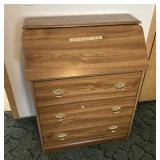 Wood-Finish Slant-Front Secretary Desk