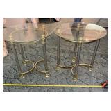Two Glass Side Tables. Measures 21.5" x 20.5"