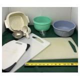 Tupperware Bowl, Cutting Boards, and Bowls