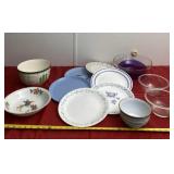 Corelle Plates and Glass Bowls. One chipped.