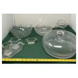 Clear Glass Canister, Sugar and Creamer