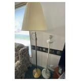 Two Tall Floor Lamps. One is Missing the Shade.