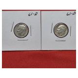 2-1961-D Roosevelt Silver Dimes