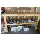 Workbench with Shelving, Wax, Screws, Nails,