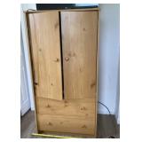 Wood Armoire with Hanging Rod and Two Drawers