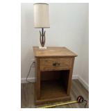 Wooden Night Stand with Drawer 18"X15"X25" & Lamp