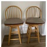 Two Swivel Stools with Cushions 25" Tall From