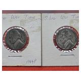 1944-P  & 1945-P Silver War Time Nickels