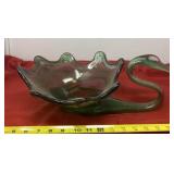 Vintage Green Art Glass Swan