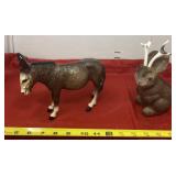 Jackalope Piggy Bank and Mule Figurine