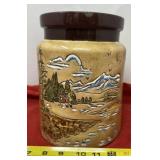 Decorative Ceramic Canister with Crack on Side
