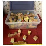 Tote with Lid and Alphabet Blocks