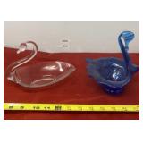Cobalt Blue Bullseye Swan Trinket Dish with