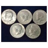 5 Kennedy Half Dollars