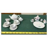 Precious Moments and Flower Miniature Tea Sets